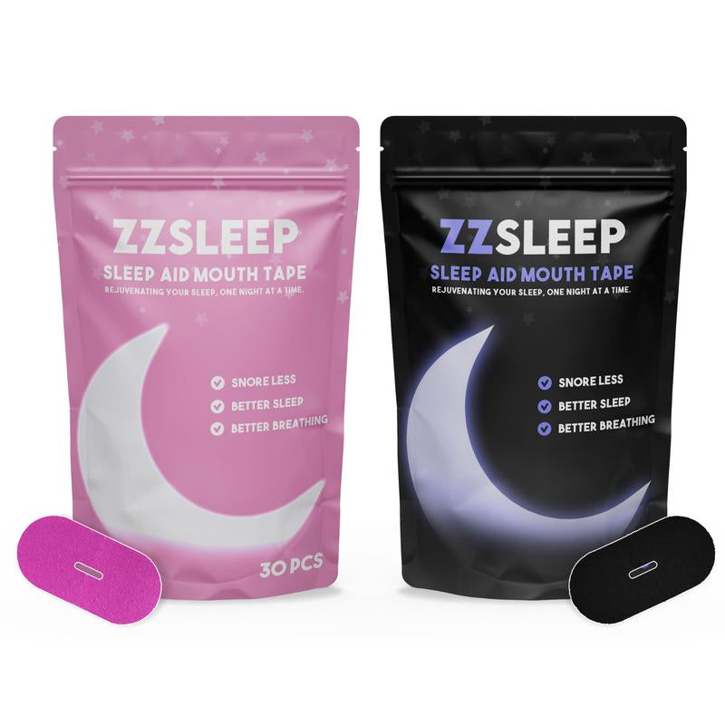 Zzsleep Tape - Pink & Black Mouth Tape Bundle (60 Strips) for Snore Prevention, Rest & Recovery, Breathable Sports Tape