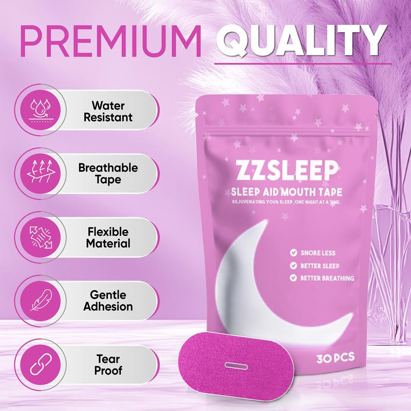 Zzsleep Tape - Pink & Black Mouth Tape Bundle (60 Strips) for Snore Prevention, Rest & Recovery, Breathable Sports Tape
